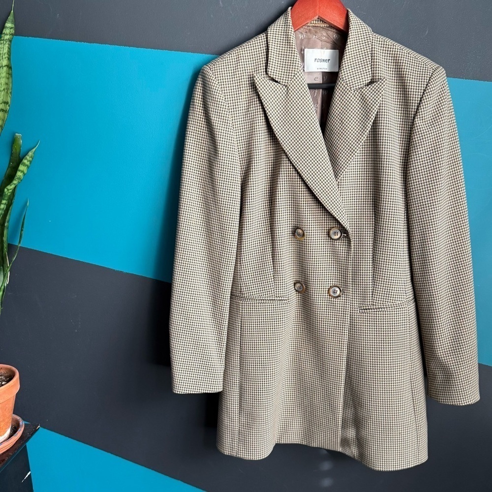 Double-Breasted Houndstooth Blazer